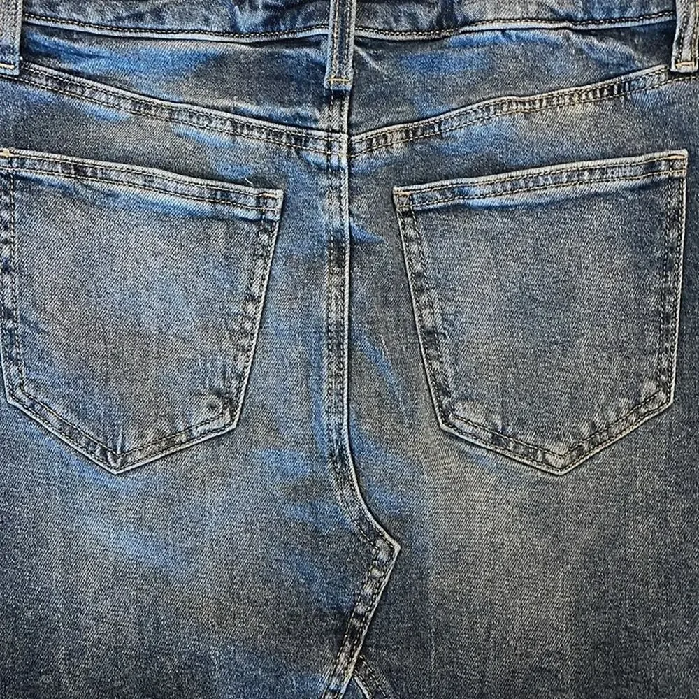 SO Blue Denim Mini Skirt Juniors Size 5 Jean Pockets Zipper Frayed Hem Y2K Edgy